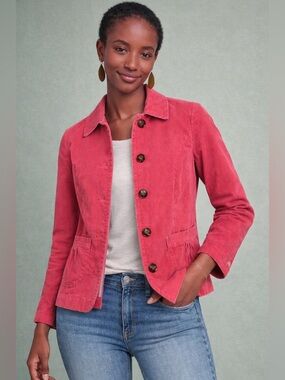 L.L. Bean Pink Corduroy Jacket Blazer Women’s Size 8 Petite